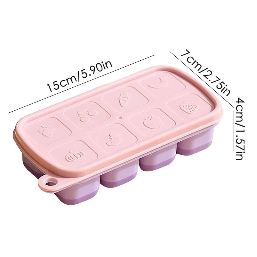 Amazon | 蓋付き製氷皿、8個の空洞付きこぼれ防止シリコンアイス